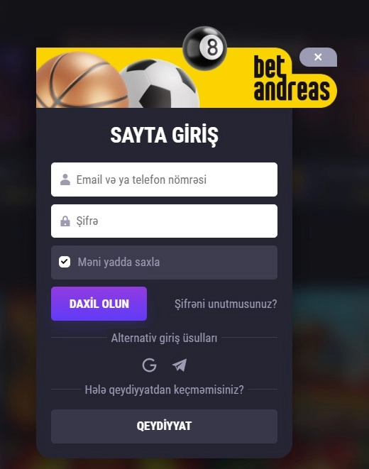 BetAndreas-a Giriş